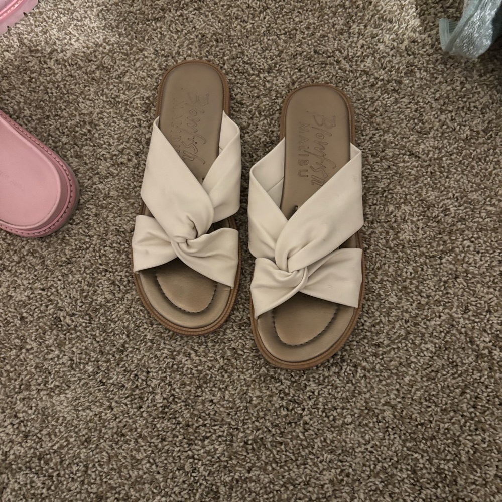 Blowfish Cream Knotted Slide Sandals